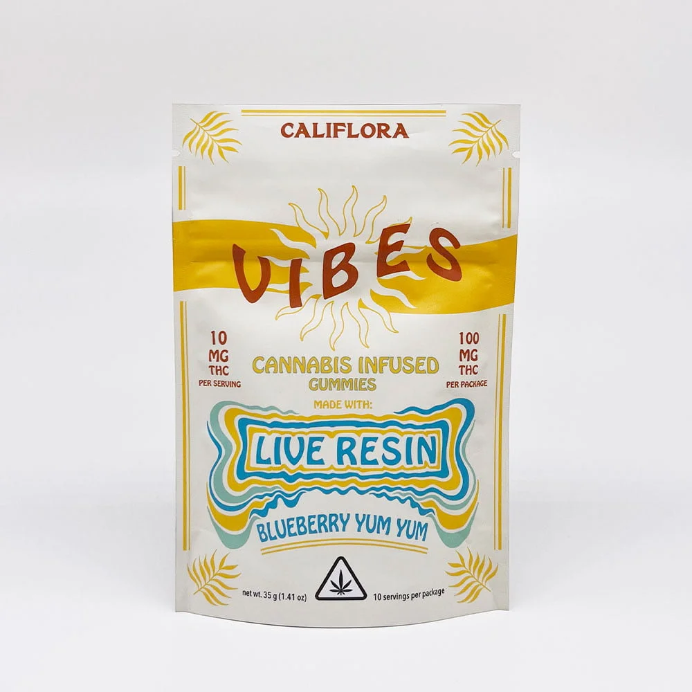 Califlora blueberry yum yum live resin cannabis infused gummies